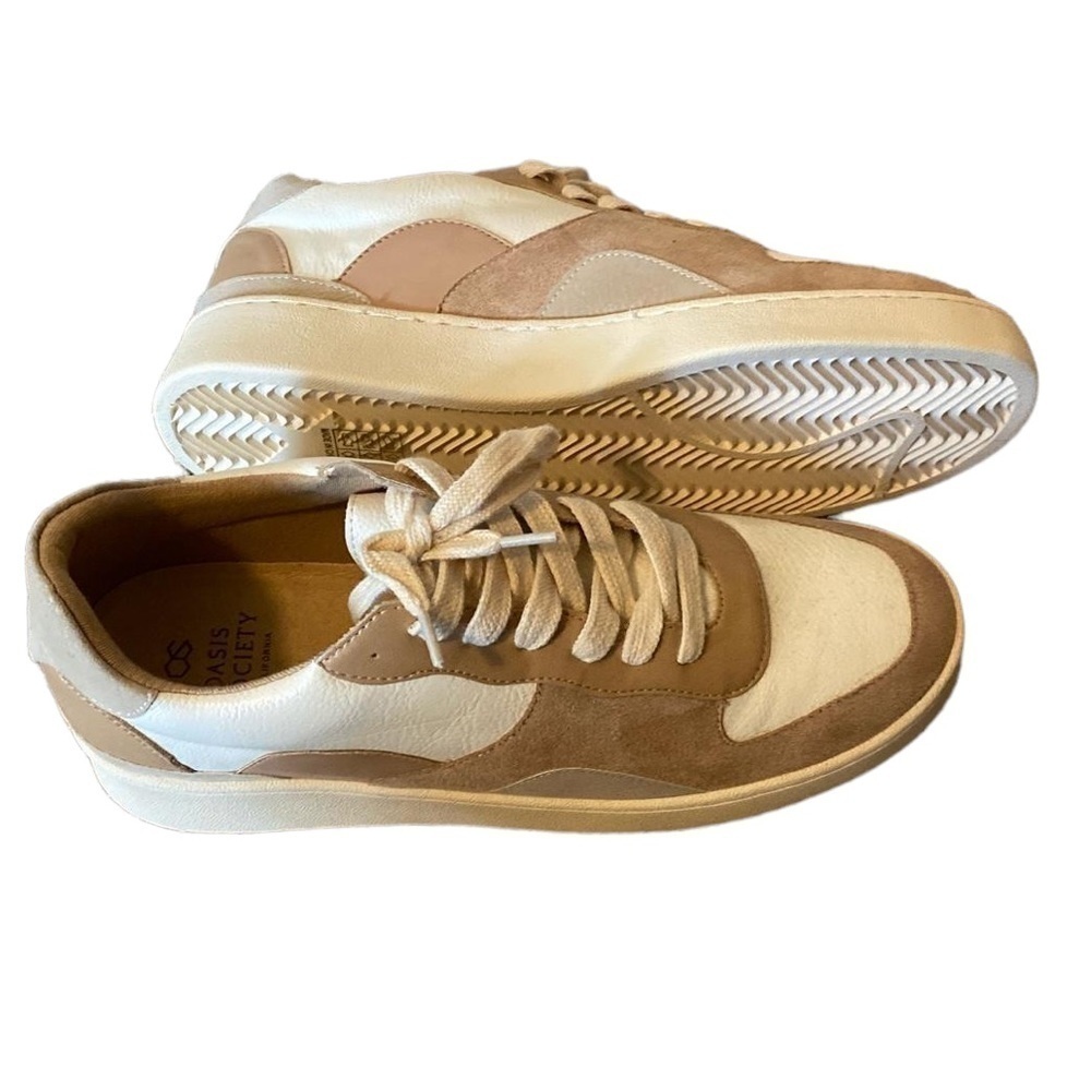 OASIS SOCIETY Tan Suede + White Leather SNEAKERS LILLIAN NUDE TENNIS WOM… - Picture 10 of 12